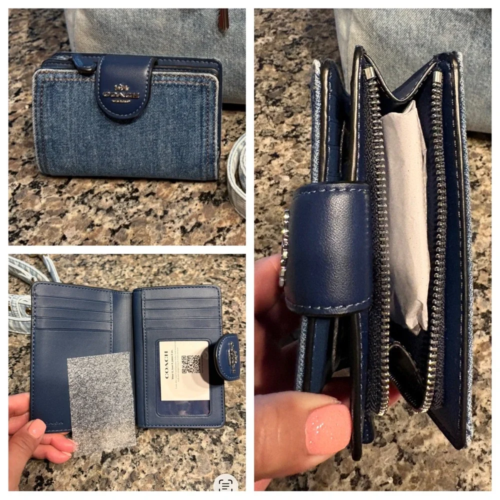 COACH ROWAN LARGE SATCHEL DENIM BAG WITH CHARMS (FREE DENIM WALLET INCLUDED) - Picture 14 of 14